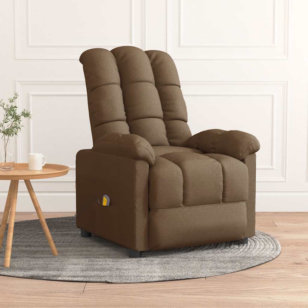 vidaXL Sillón de masaje eléctrico tela marrón