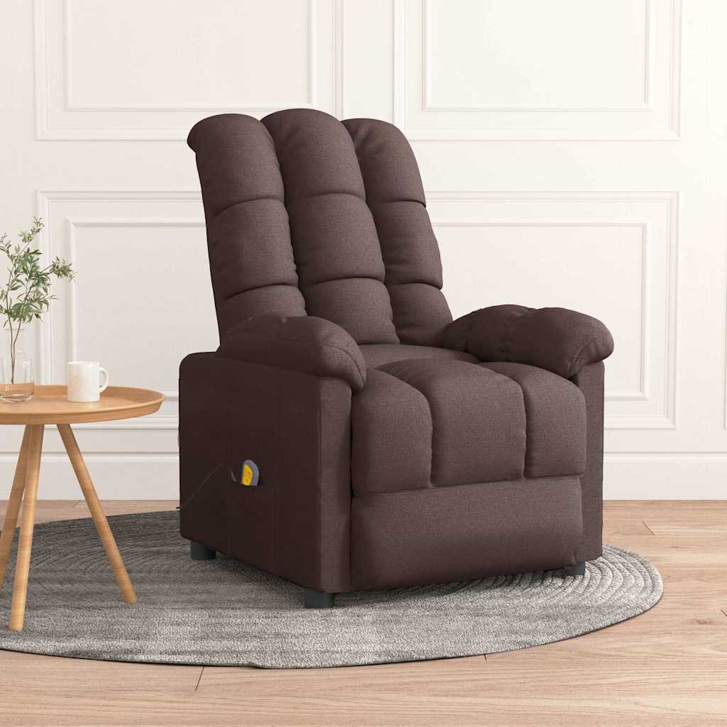 vidaXL Sillón de masaje eléctrico tela marrón oscuro