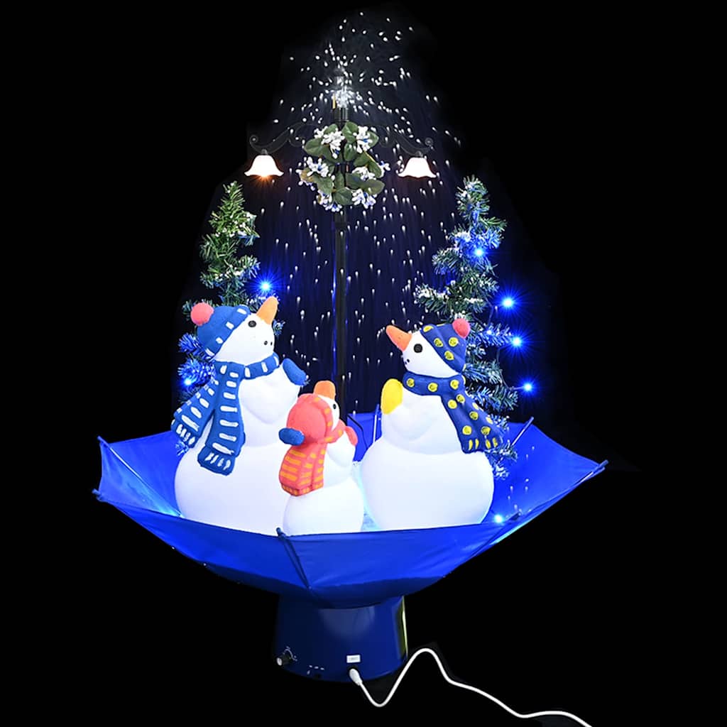 vidaXL Árbol de Navidad con nieve con base de paraguas PVC azul 75 cm