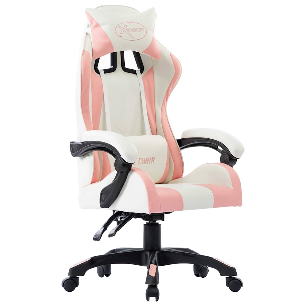 vidaXL Silla gaming de cuero sintético rosa