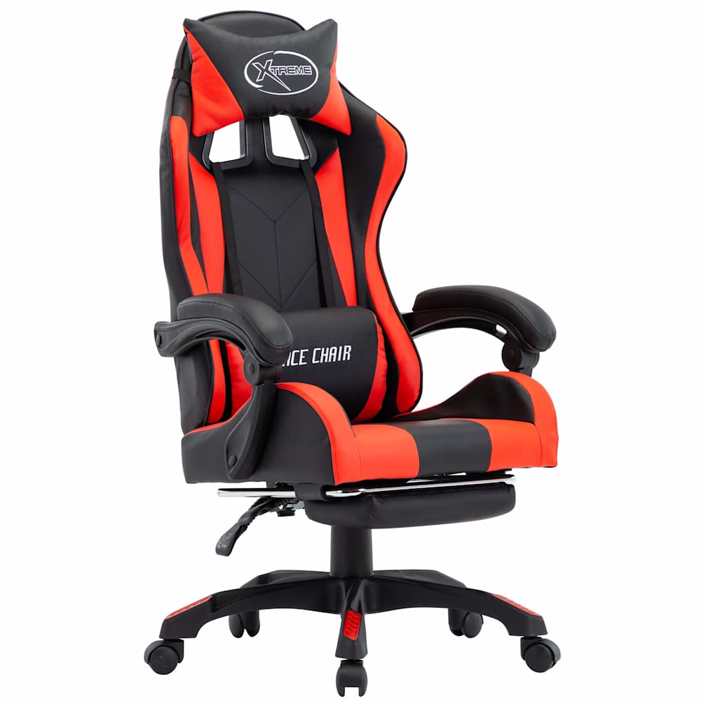 vidaXL Silla gaming con reposapiés cuero sintético rojo y negro