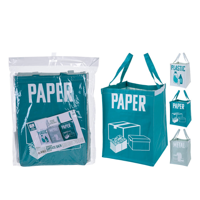Bolsas de Basura Paper-Plastic-Metal Pack de 3 uds Polipropileno Turquesa