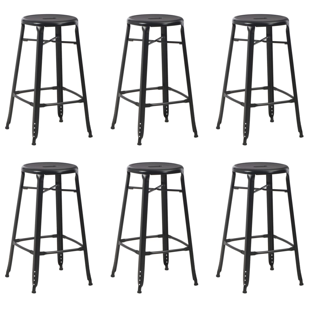 vidaXL Taburetes de cocina 6 unidades acero negro