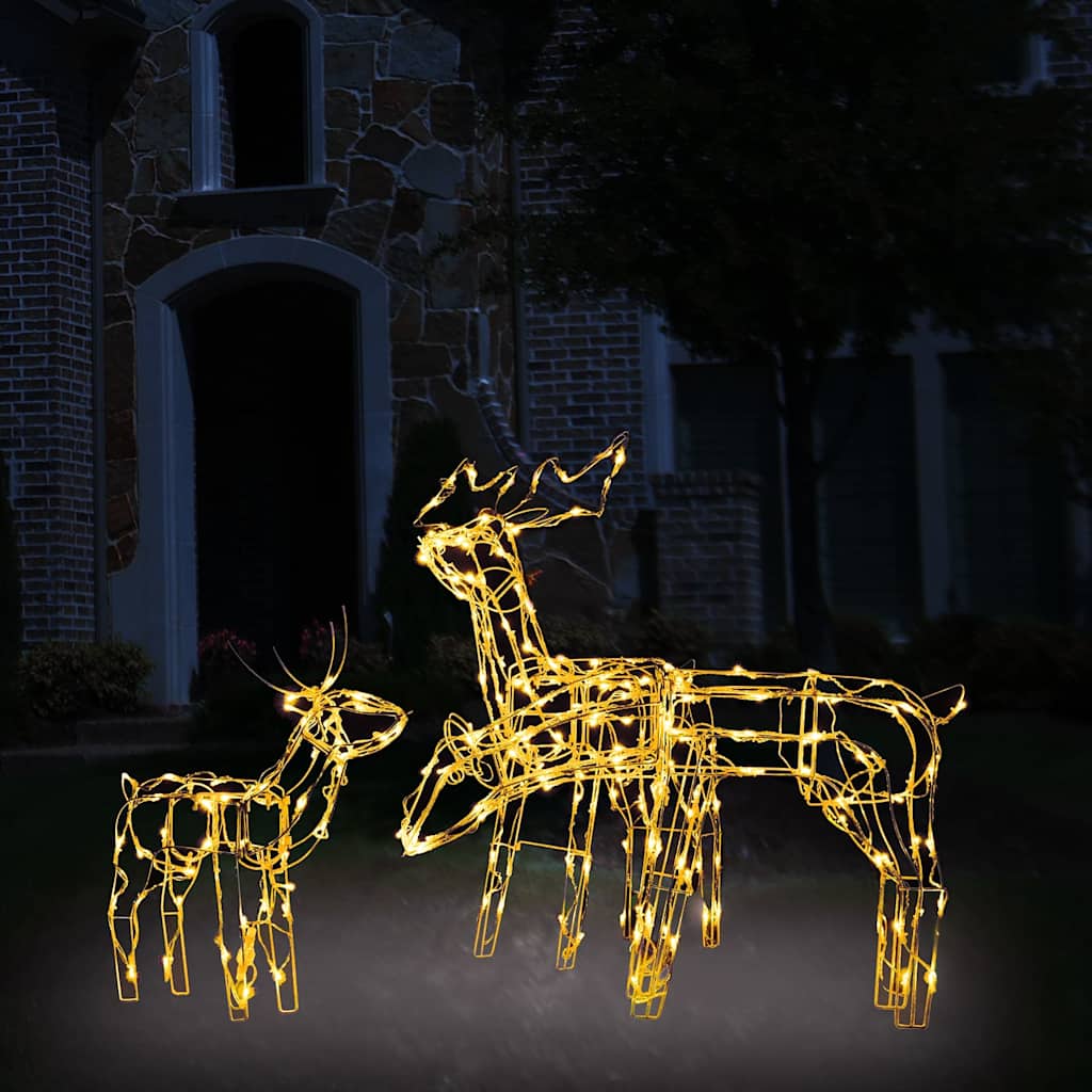 vidaXL Renos de Navidad con luz 3 piezas 229 LED