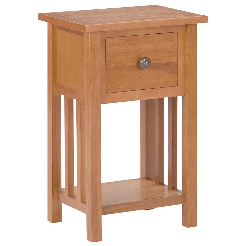 vidaXL Mesa revistero con cajón madera maciza de roble 35x27x55 cm