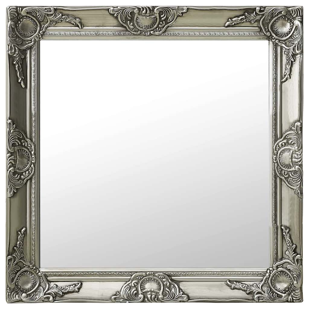 vidaXL Espejo de pared estilo barroco plateado 60x60 cm