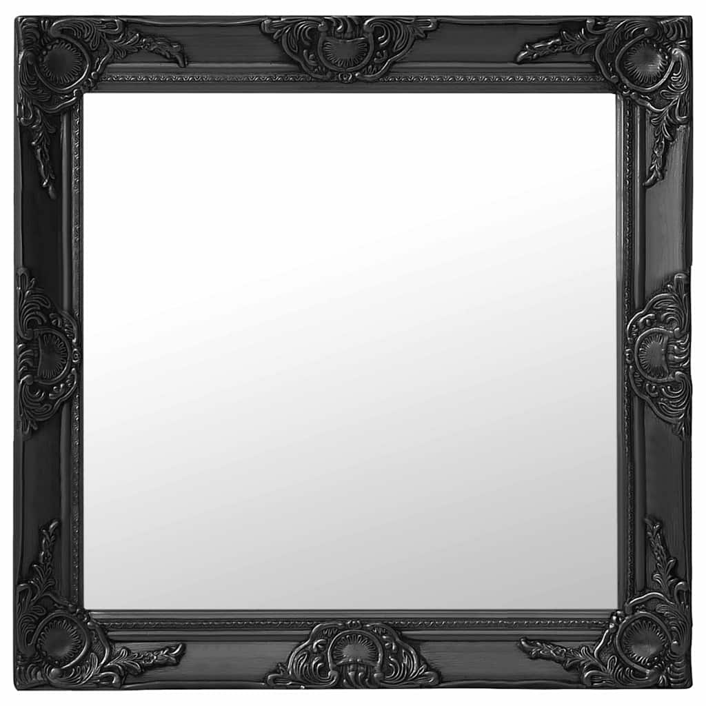 vidaXL Espejo de pared estilo barroco negro 60x60 cm