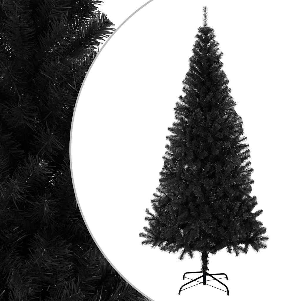 vidaXL Árbol de Navidad artificial con soporte PVC negro 180 cm
