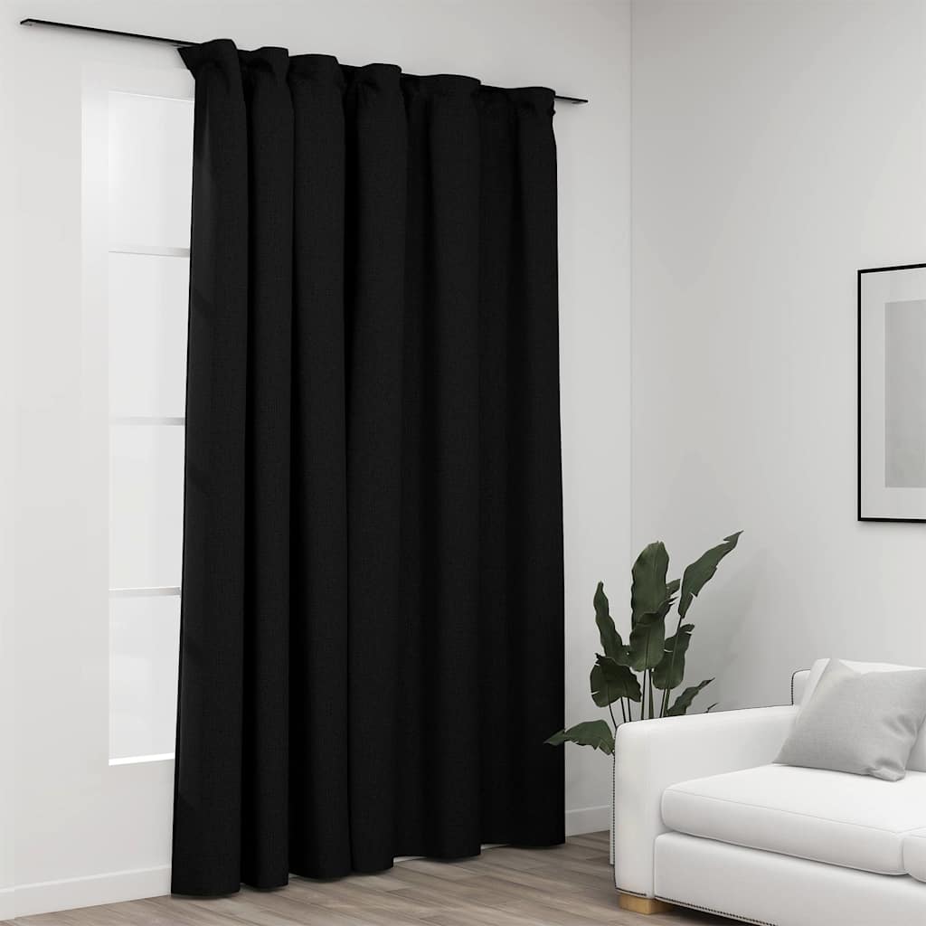 vidaXL Cortina opaca con ganchos look de lino gris antracita 290x245cm