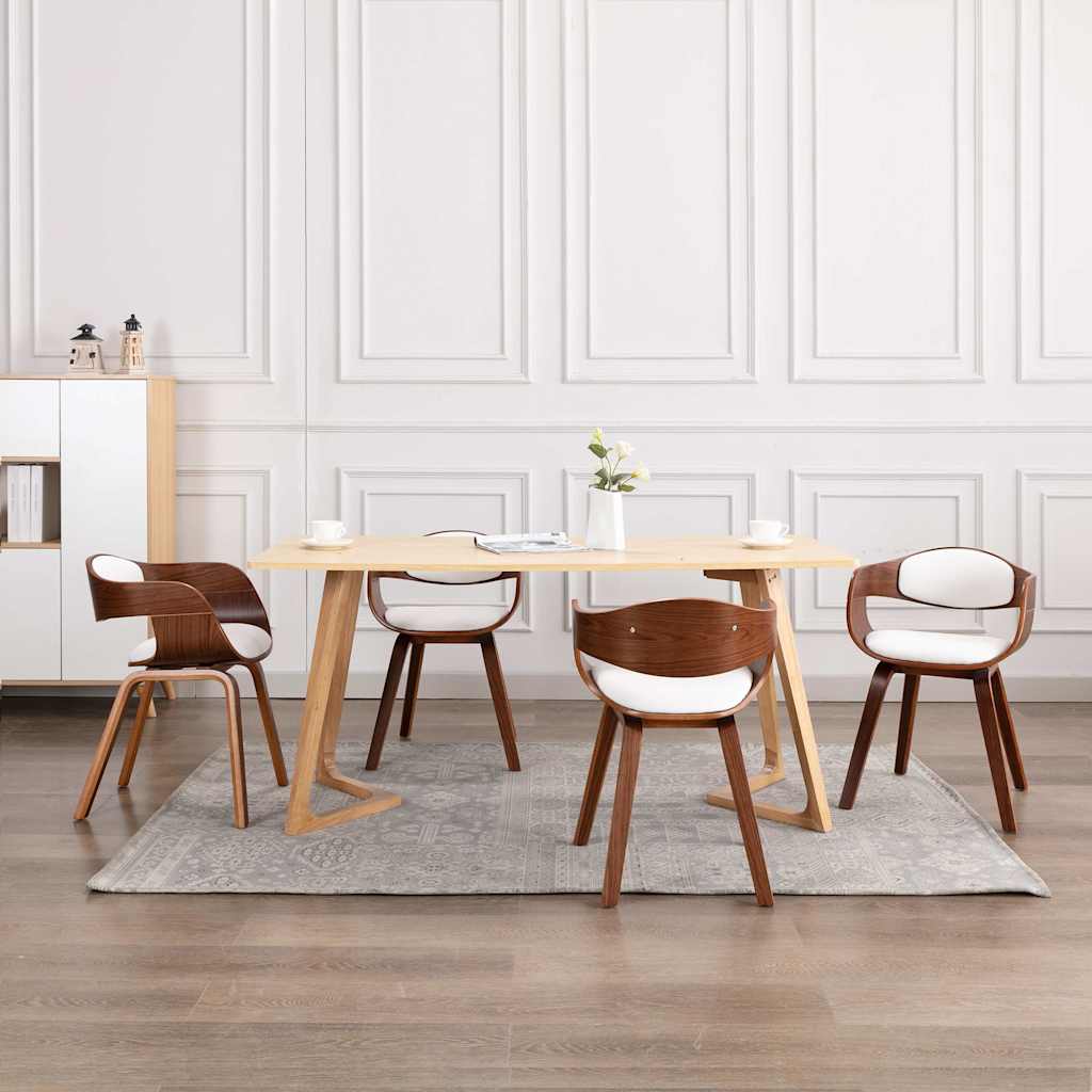 vidaXL Sillas de comedor 4 unidades madera curvada y cuero sintético