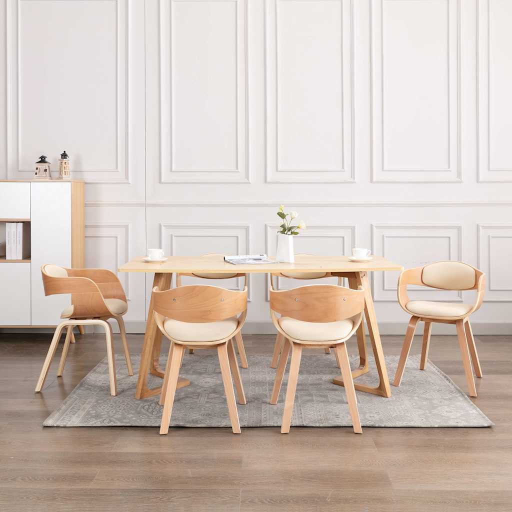 vidaXL Sillas de comedor 6 unidades madera curvada y cuero sintético