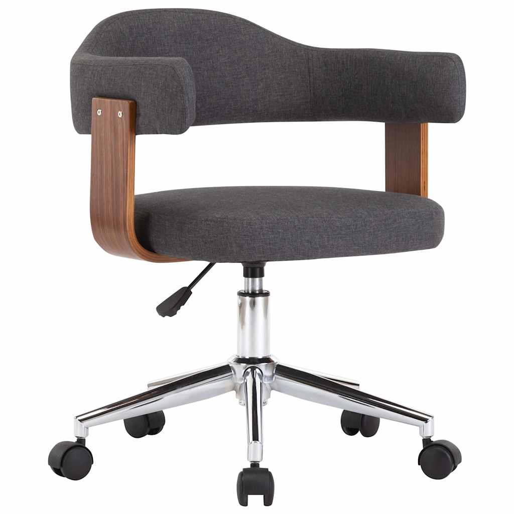 vidaXL Silla de oficina giratoria de madera curvada y tela gris