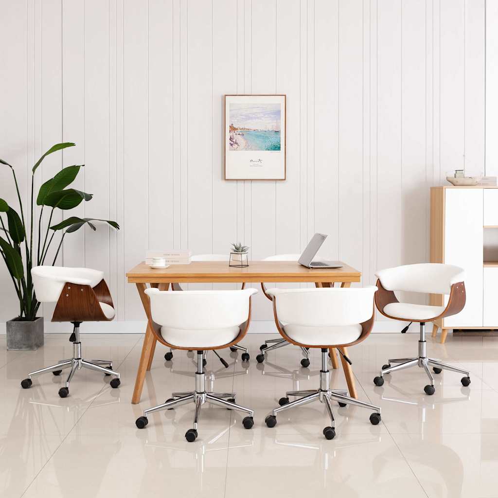 vidaXL Sillas de comedor giratorias 6 uds cuero sintético blanco