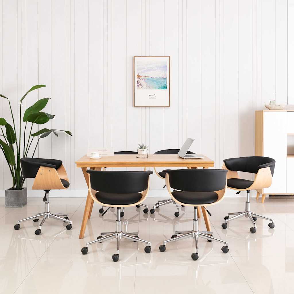 vidaXL Sillas de comedor giratorias 6 unidades cuero sintético negro