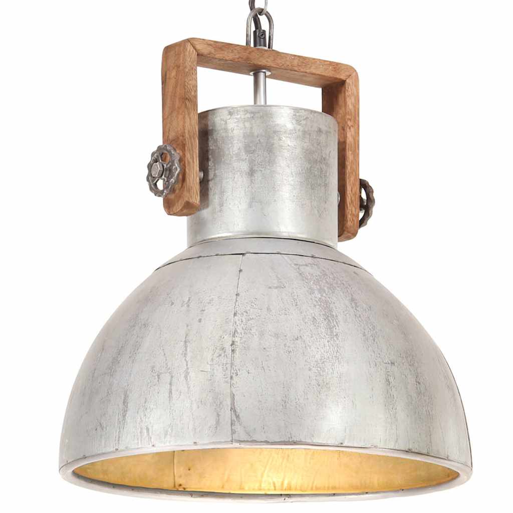 vidaXL Lámpara colgante industrial 25 W plateada redonda 40 cm E27
