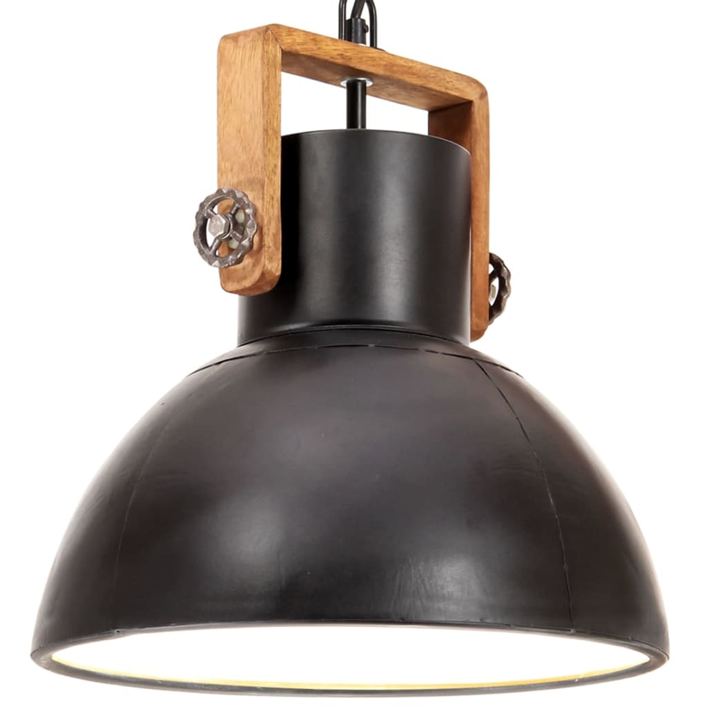 vidaXL Lámpara colgante industrial redonda 25 W negra 30 cm E27
