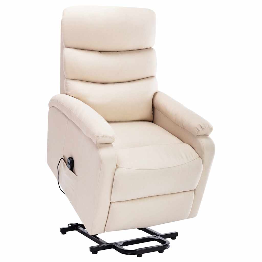 vidaXL Sillón de masaje elevable tela color crema
