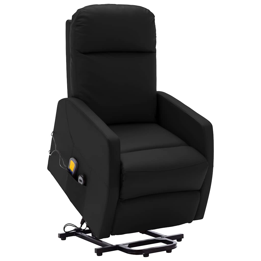 vidaXL Sillón de masaje elevable cuero sintético negro