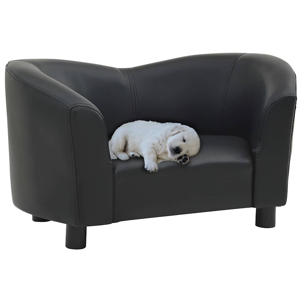 vidaXL Sofá para perros cuero sintético negro 67x41x39 cm