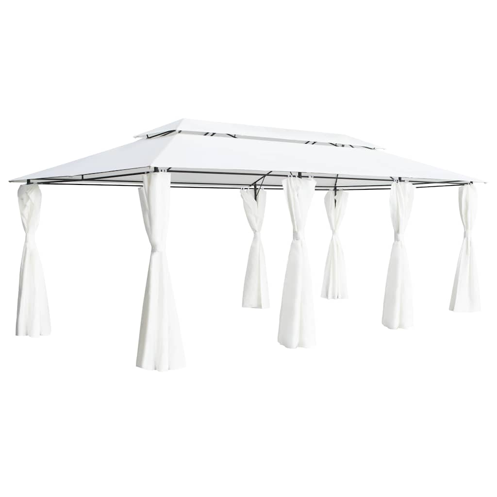 vidaXL Cenador con cortinas 600x298x270 cm blanco 180g/m²