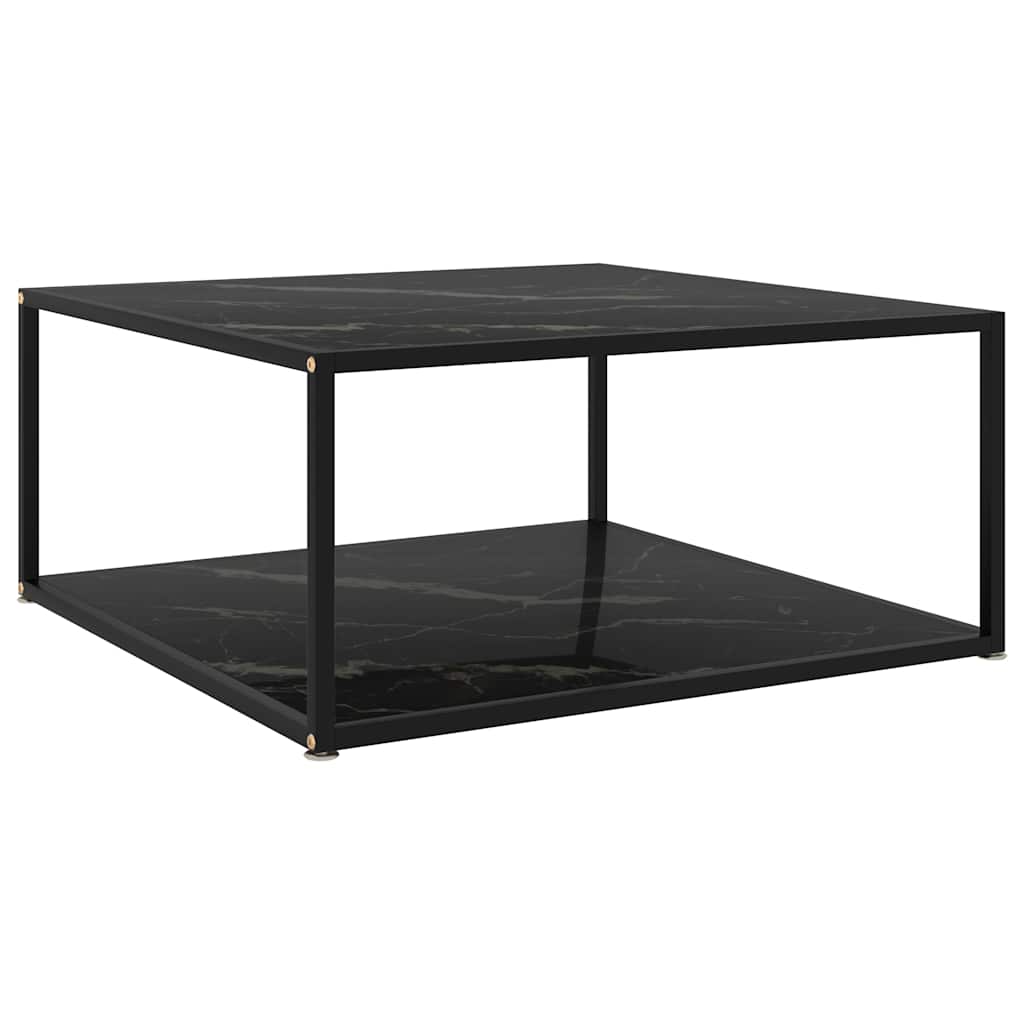 vidaXL Mesa de centro negra vidrio templado 80x80x35 cm