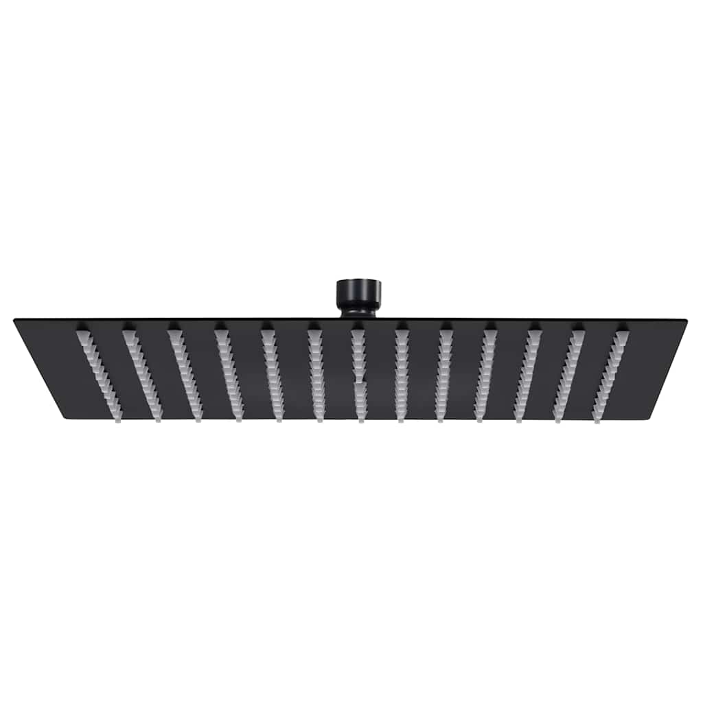 vidaXL Cabezal ducha efecto lluvia acero inox cuadrado negro 40x40 cm