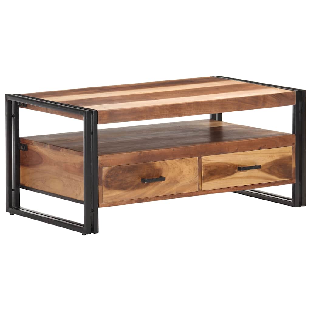 vidaXL Mesa de centro de madera maciza de acacia 100x55x45 cm