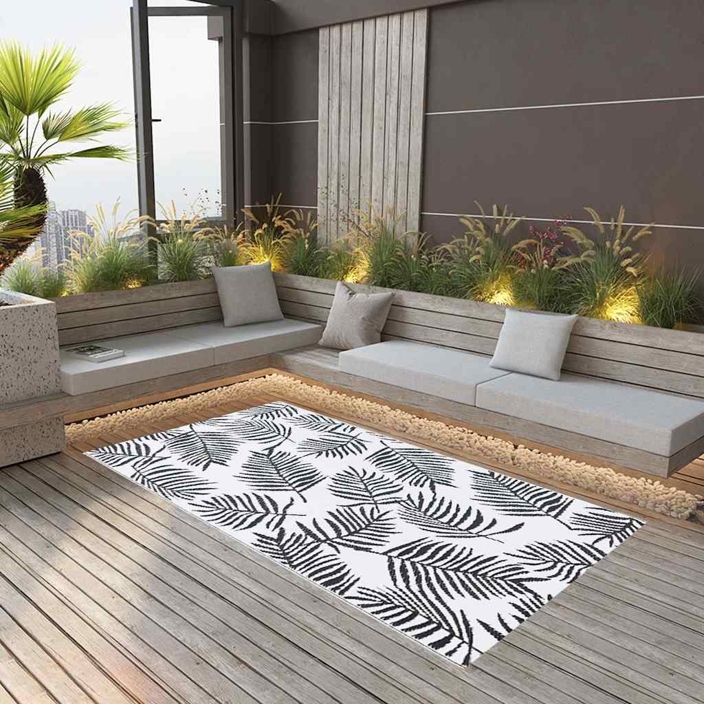 vidaXL Alfombra de exterior ARAKIL blanca y negra 190x290 cm PP