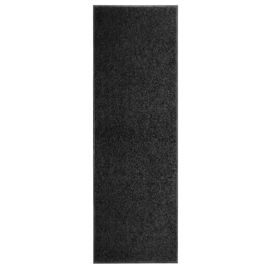 vidaXL Felpudo lavable negro 60x180 cm