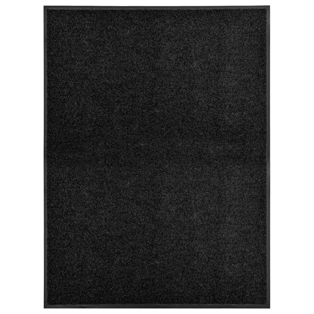 vidaXL Felpudo lavable negro 90x120 cm