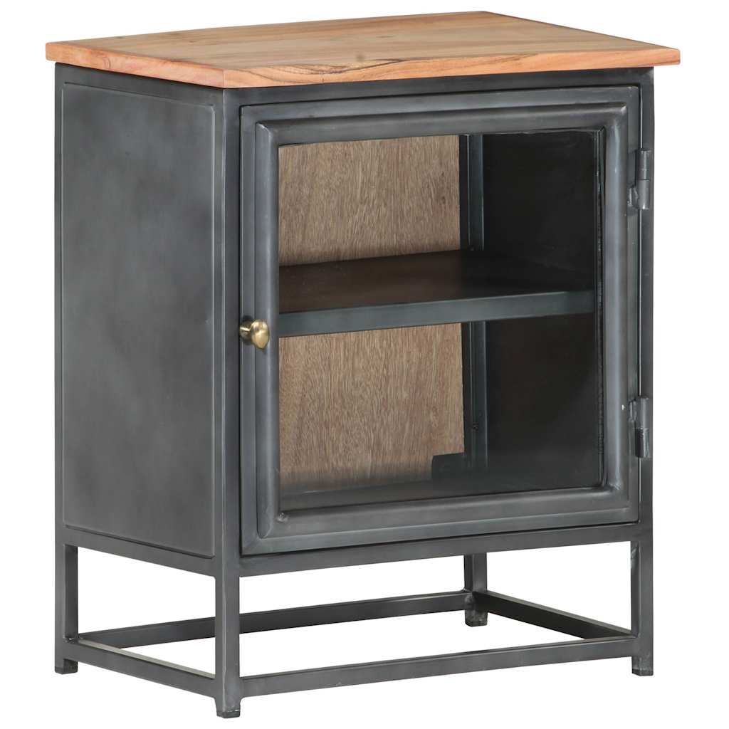 vidaXL Mesita de noche de madera maciza de acacia gris 40x30x50 cm