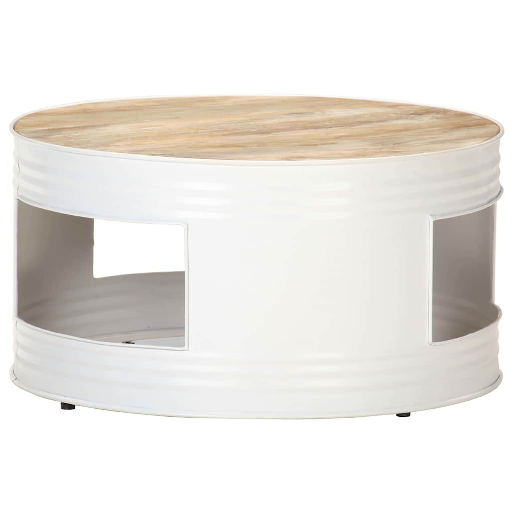 vidaXL Mesa de centro de madera de mango maciza blanca 68x68x36 cm