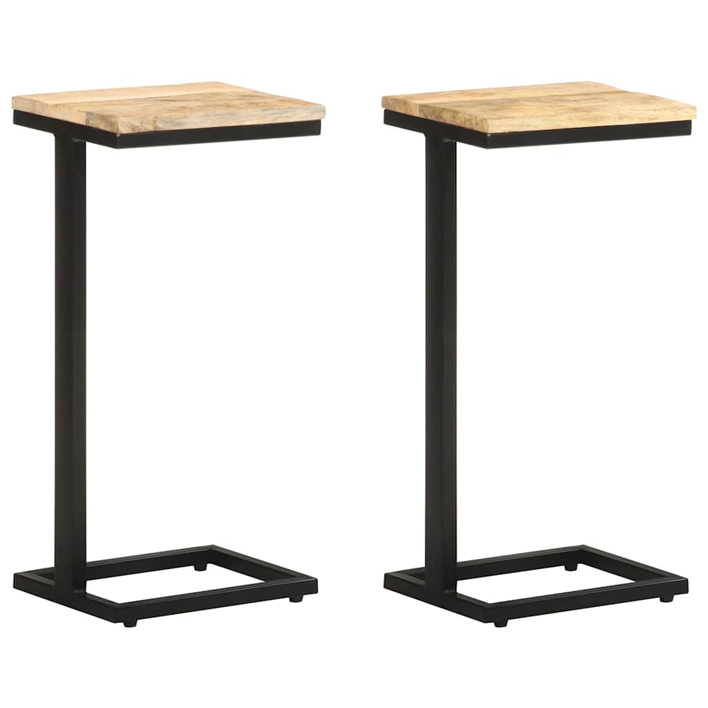 vidaXL Mesitas auxiliares 2 uds madera mango rugosa 31,5x24,5x64,5 cm