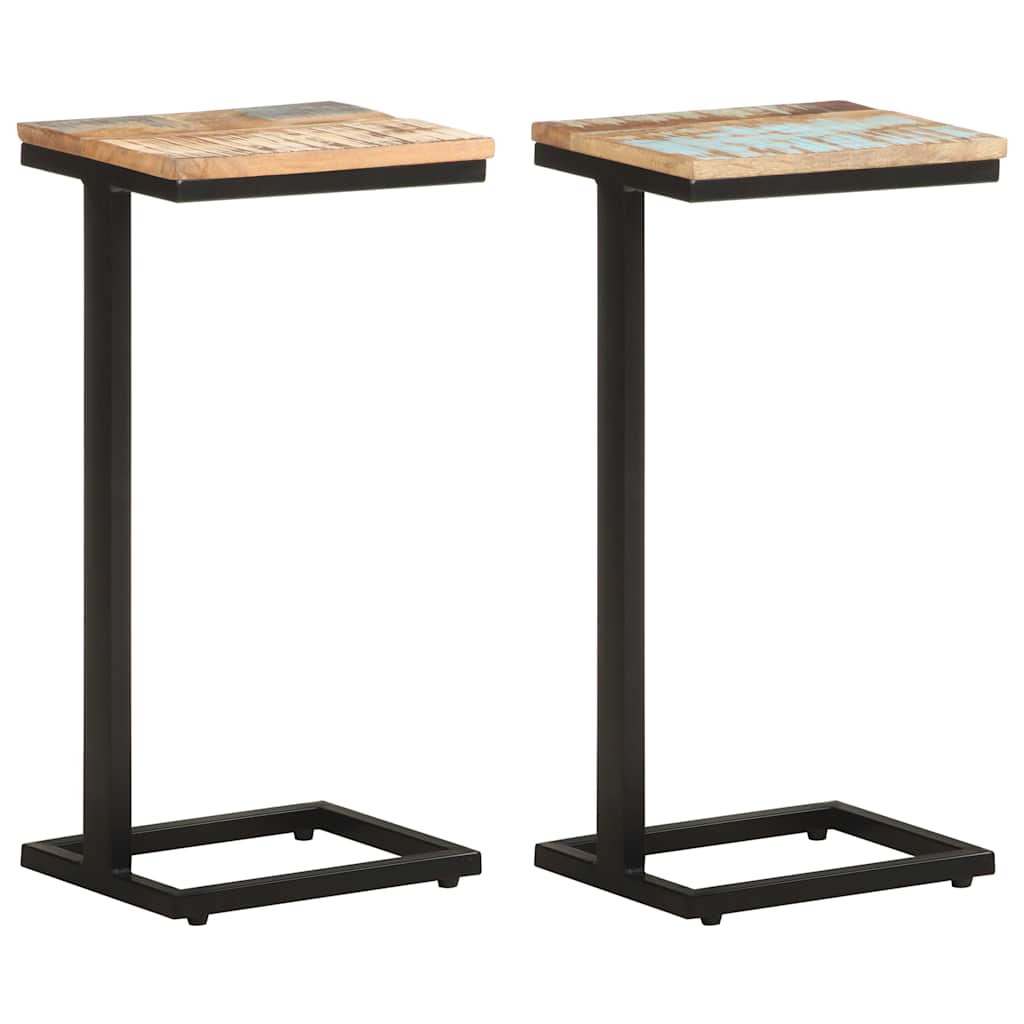 vidaXL Mesitas auxiliares 2 uds madera reciclada 31,5x24,5x64,5 cm
