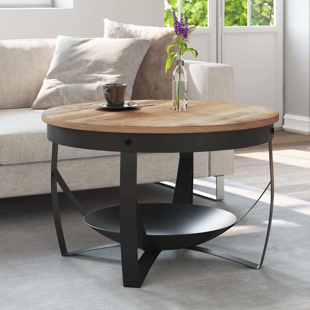 vidaXL Mesa de centro de madera de mango rugosa Ø68x43 cm