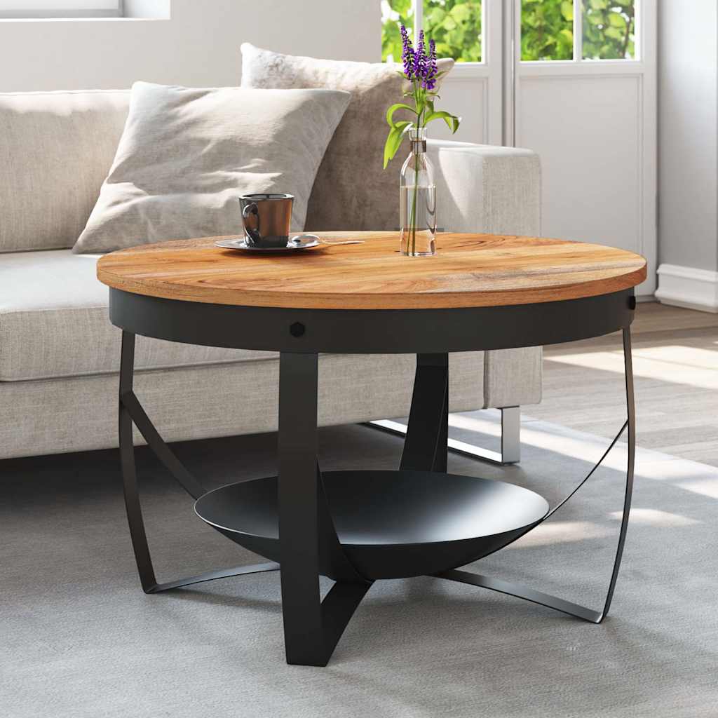 vidaXL Mesa de centro de madera maciza de acacia Ø68x43 cm