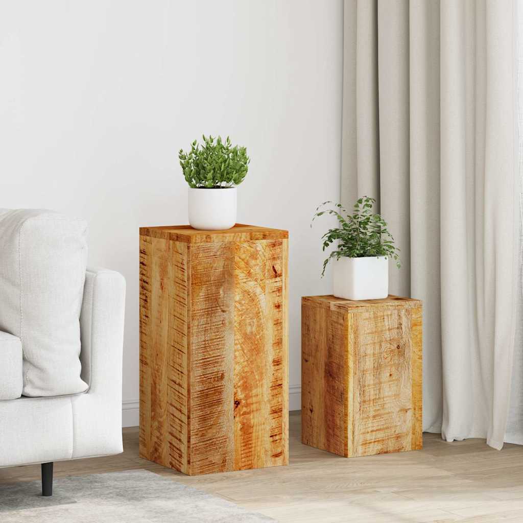 vidaXL Soportes para plantas 2 unidades madera maciza de mango