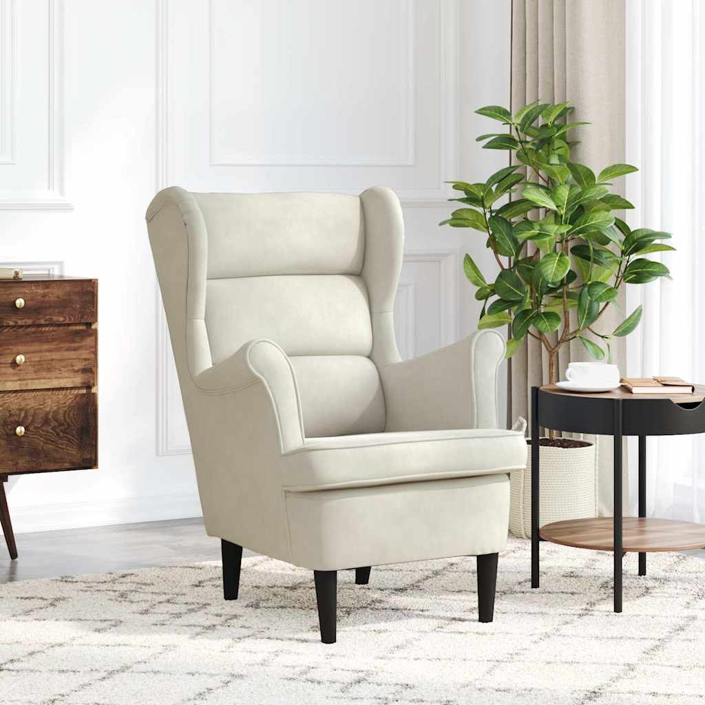 vidaXL Sillón de terciopelo blanco crema