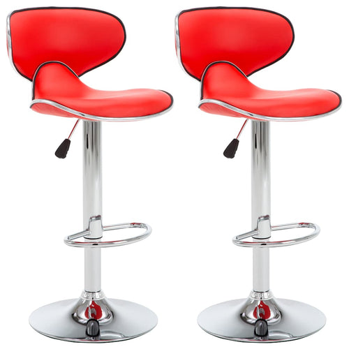 323645 vidaXL Bar Stools 2 pcs Red Faux Leather (2)