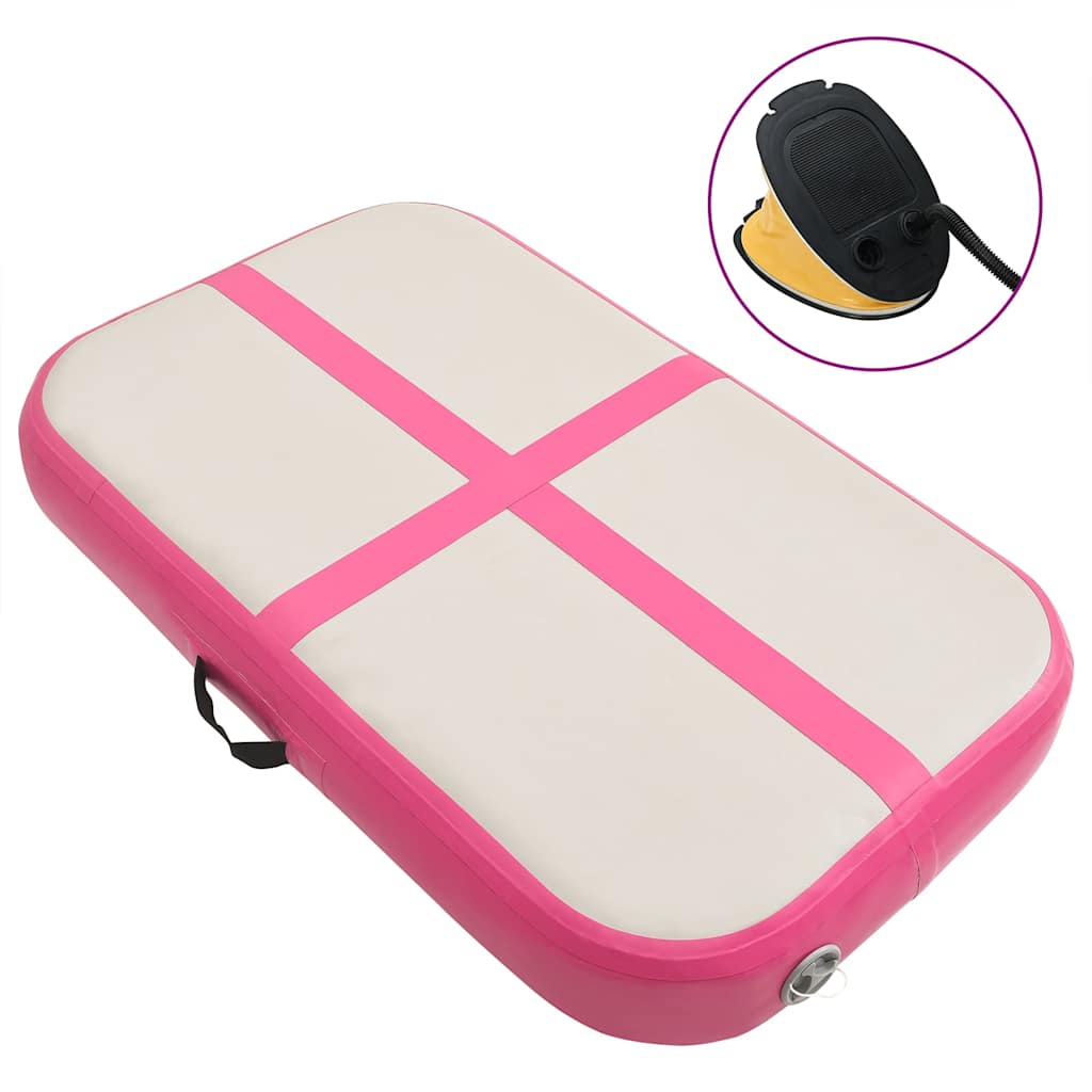 vidaXL Esterilla inflable de gimnasia con bomba PVC rosa 60x100x10 cm
