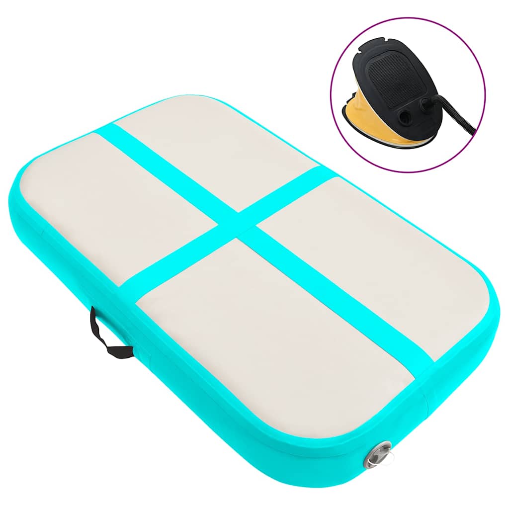 vidaXL Esterilla inflable de gimnasia con bomba PVC verde 60x100x15 cm