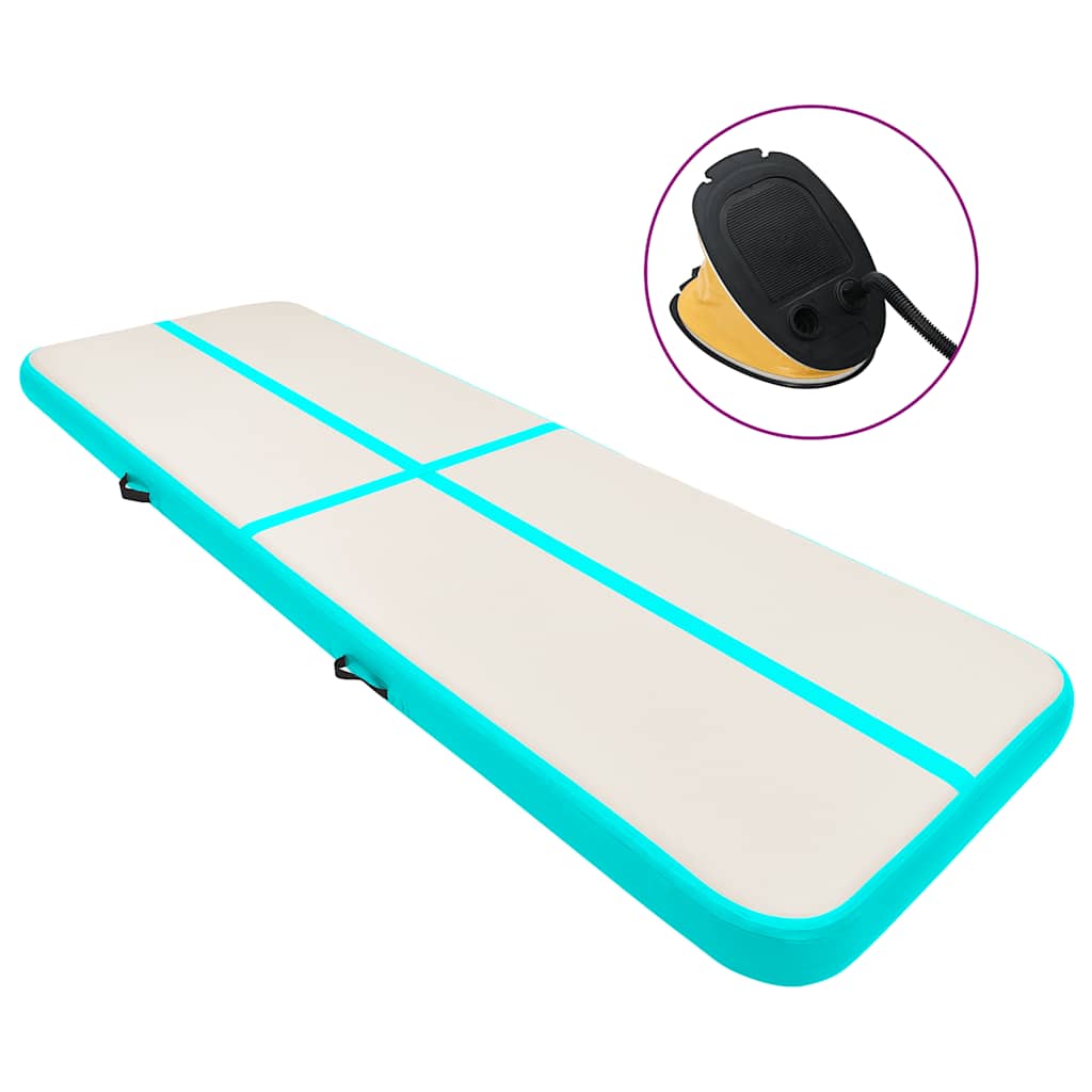 vidaXL Esterilla inflable de gimnasia con bomba PVC verde 400x100x20cm