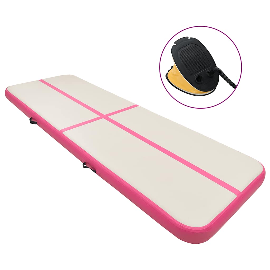 vidaXL Esterilla inflable de gimnasia con bomba PVC rosa 500x100x20 cm