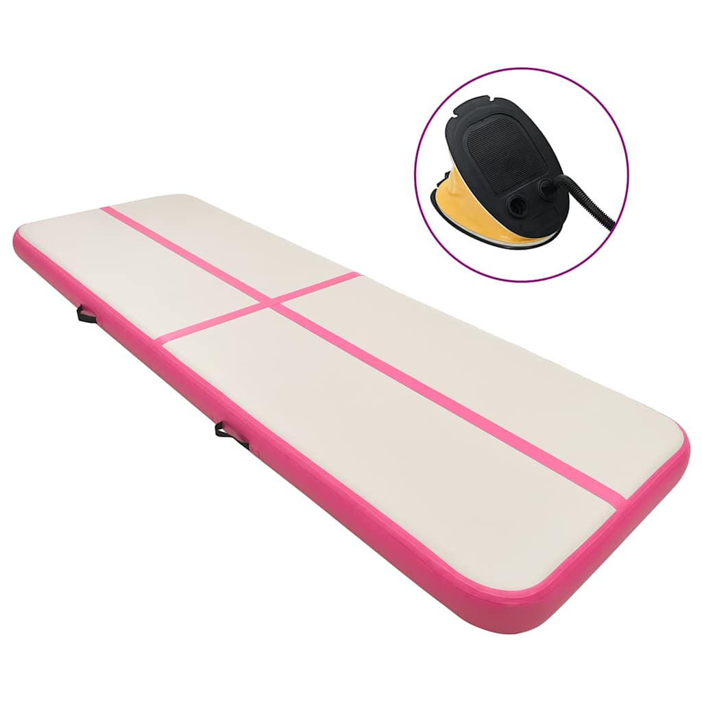 vidaXL Esterilla inflable de gimnasia con bomba PVC rosa 700x100x20 cm
