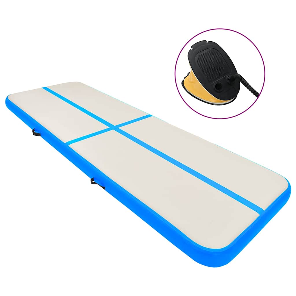 vidaXL Esterilla inflable de gimnasia con bomba PVC azul 700x100x20 cm