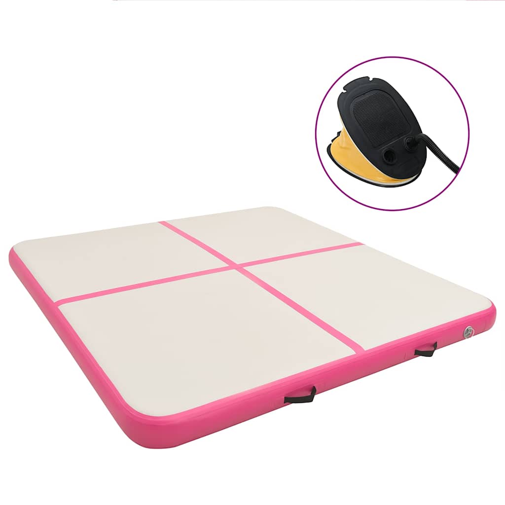 vidaXL Esterilla inflable de gimnasia con bomba PVC rosa 200x200x10 cm