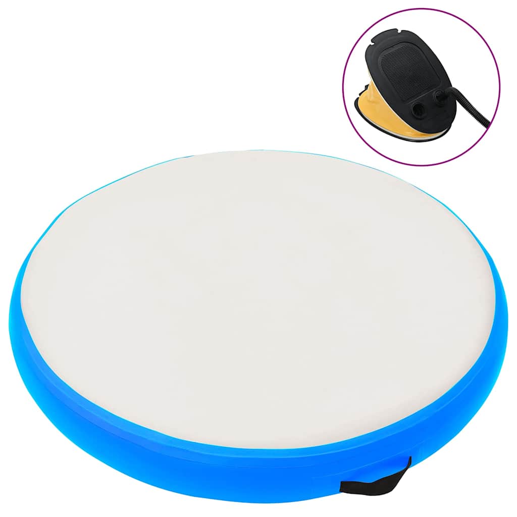 vidaXL Esterilla inflable de gimnasia y bomba PVC azul 100x100x10 cm