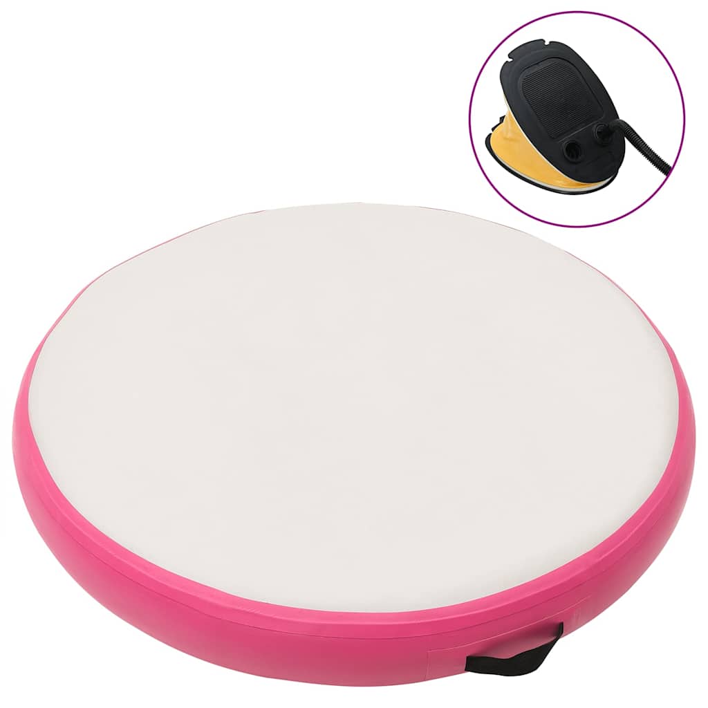 vidaXL Esterilla inflable de gimnasia y bomba PVC rosa 100x100x15 cm