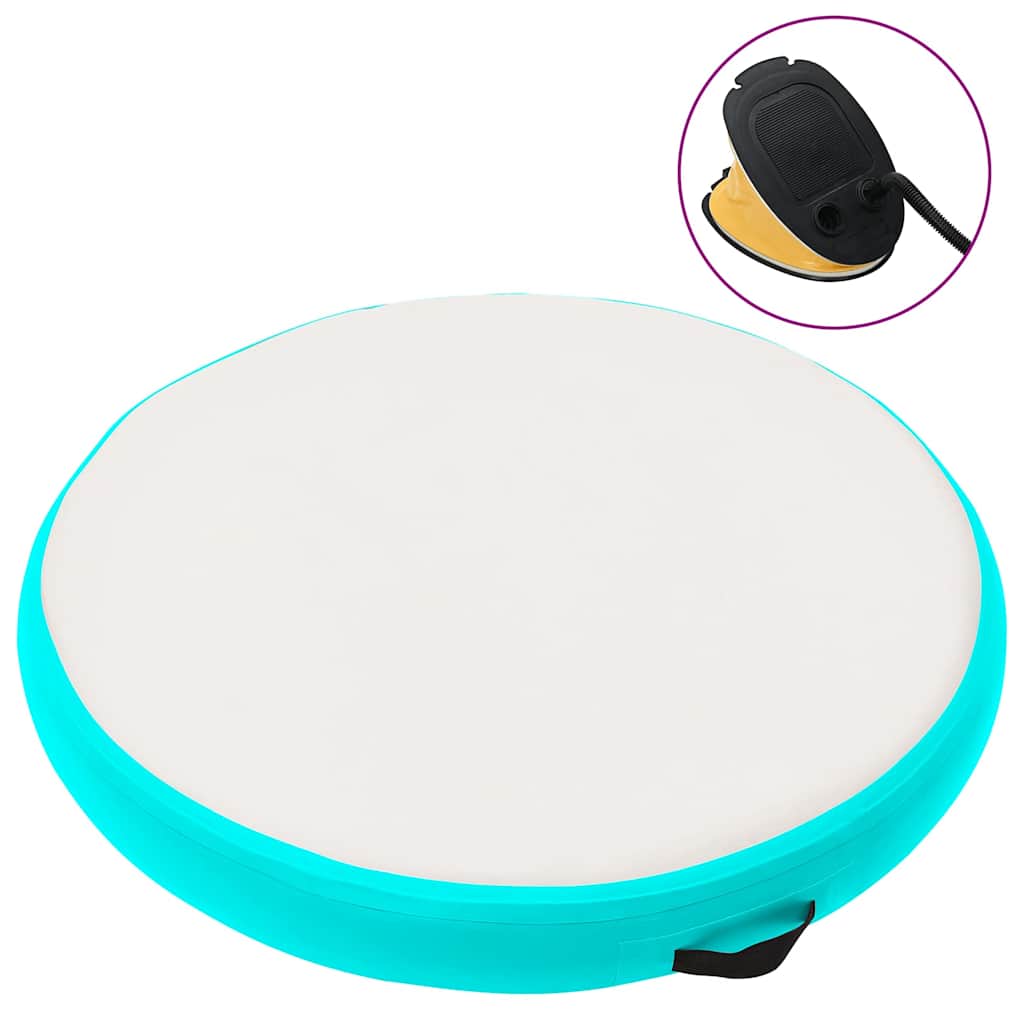 vidaXL Esterilla inflable de gimnasia y bomba PVC verde 100x100x20 cm
