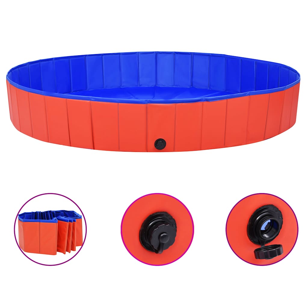 vidaXL Piscina para perros plegable PVC rojo 200x30 cm